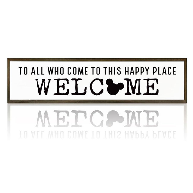 Disney, Disney Addict, Welcome Sign, Wall Table Shelf Decoration, Home Decor for Front Door, Porch Hanging Signs Decor for Indoor Outdoor, Hanging Framed Wood Sign, To All Who Come To This Happy Place 08