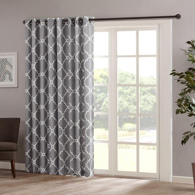 Madison Park Saratoga 84-Inch Grommet Top Patio Door Window Curtain Panel in Grey