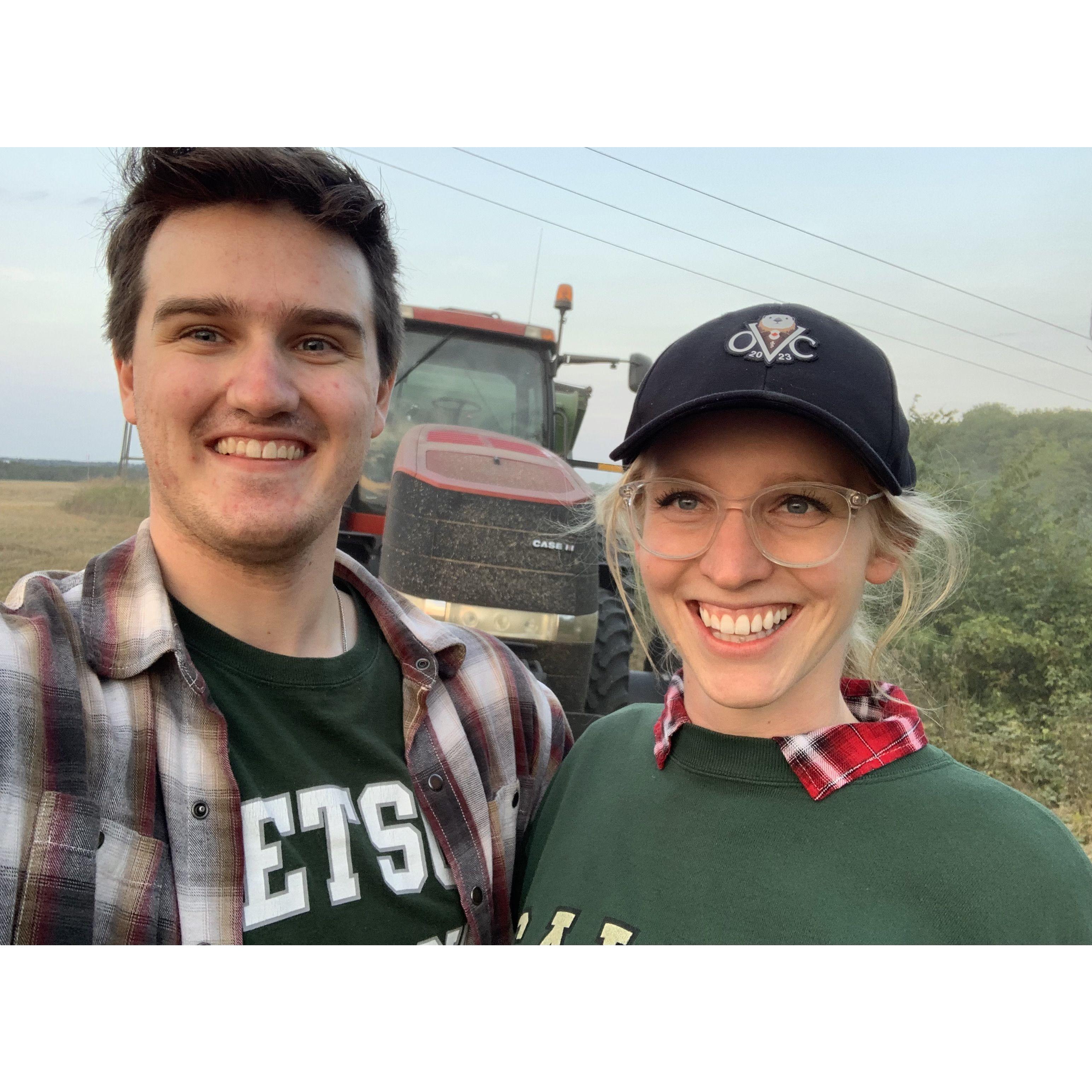 Kailee & Quentin in the grain buggy. August 4th, 2021