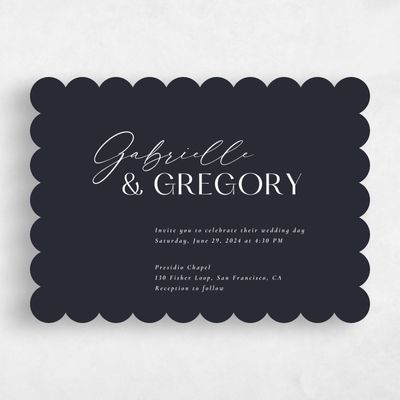 Black Scalloped Wedding Invitation - Sundell Landscape