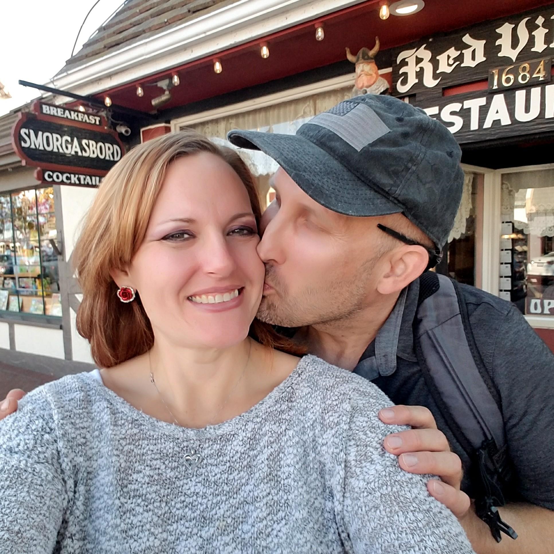 At Solvang at the Red Viking Restaurant. Amazing Danish food. Danny's first try and he loved it.