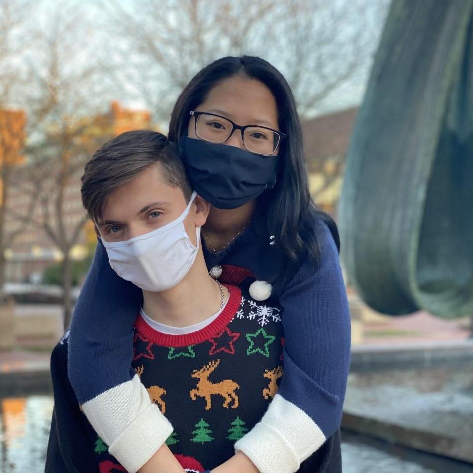 We took some pictures for a Christmas card to send to our friends and family.  Little did I know he'd be proposing in a few months.