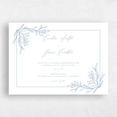 Dusty Blue Wedding Invitation - Bellevue Landscape