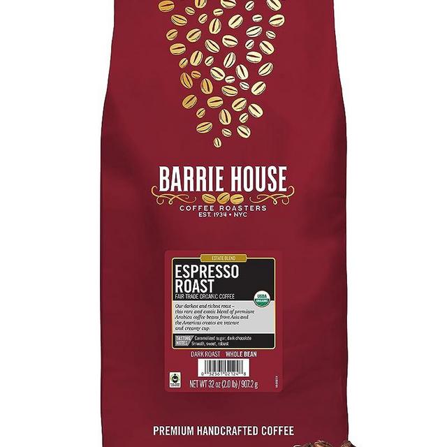 Barrie House Espresso Roast Whole Bean Coffee, 2 lb Bag | Fair Trade Organic Certified | Dark Roast | Sweet and Robust Flavor| 100% Arabica Coffee Beans