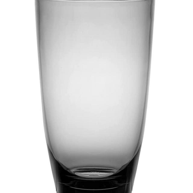 KLIFA- ETON series, Acrylic Highball Drinking Glasses, Iced Tea Cups, Set of 6, BPA-Free, Stackable Drinkware, Dishwasher Safe, 20.8 oz, Gray-Black