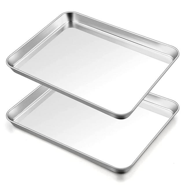 TeamFar Baking Sheet, 17.6’’ x 13’’ x 1’’ Stainless Steel Large Cookie Sheet Half Baking Pans, Non-toxic & Healthy, Easy Clean & Dishwasher Safe, Heavy Duty & Durable - Set of 2