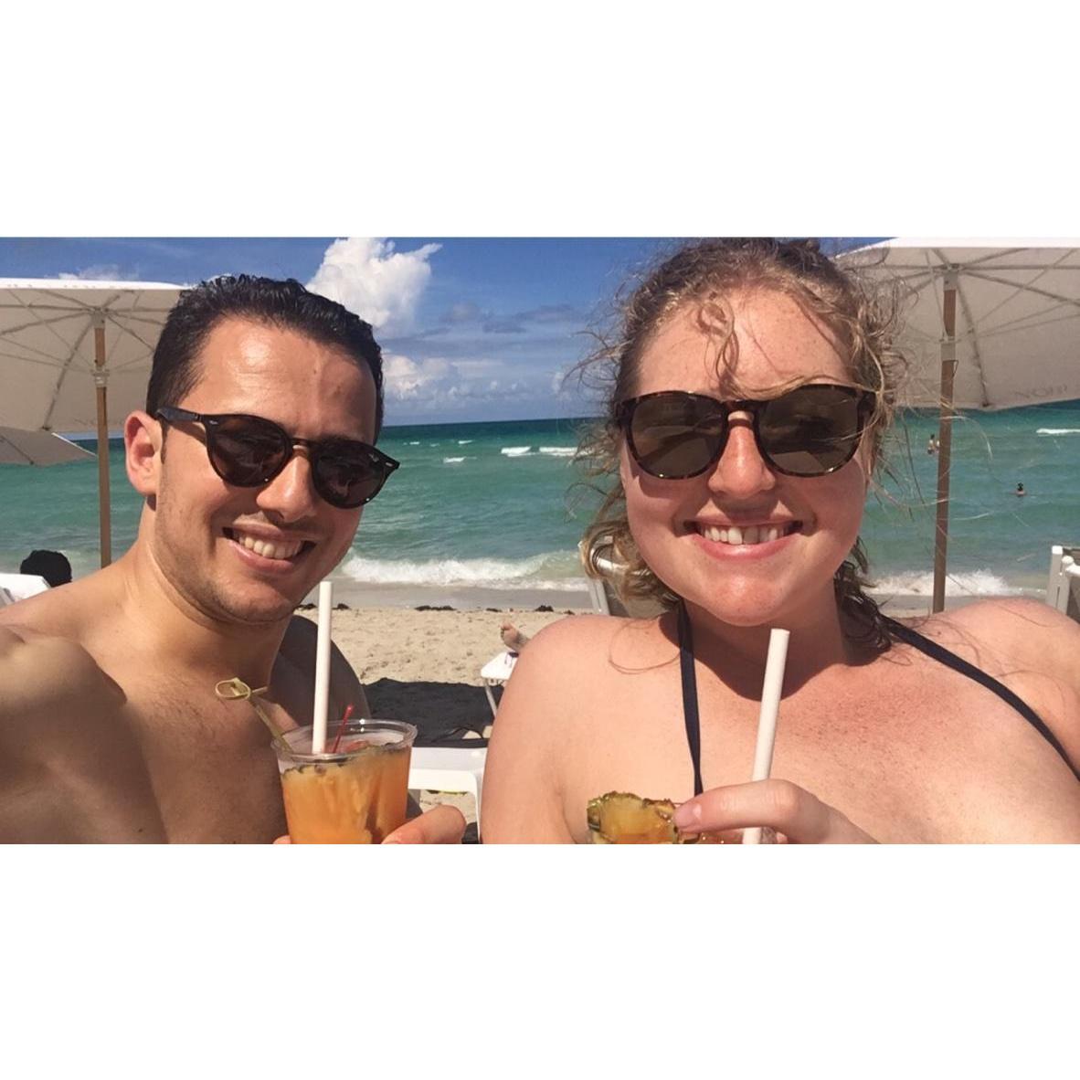 Our first trip together - on the beaches of Miami at the Eden Roc.