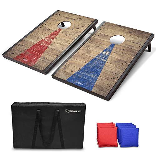 GoSports Classic Cornhole Set - Includes 8 Bean Bags, Travel Case and Game Rules (Choose between American Flag, Football, Rustic, and Classic Designs)