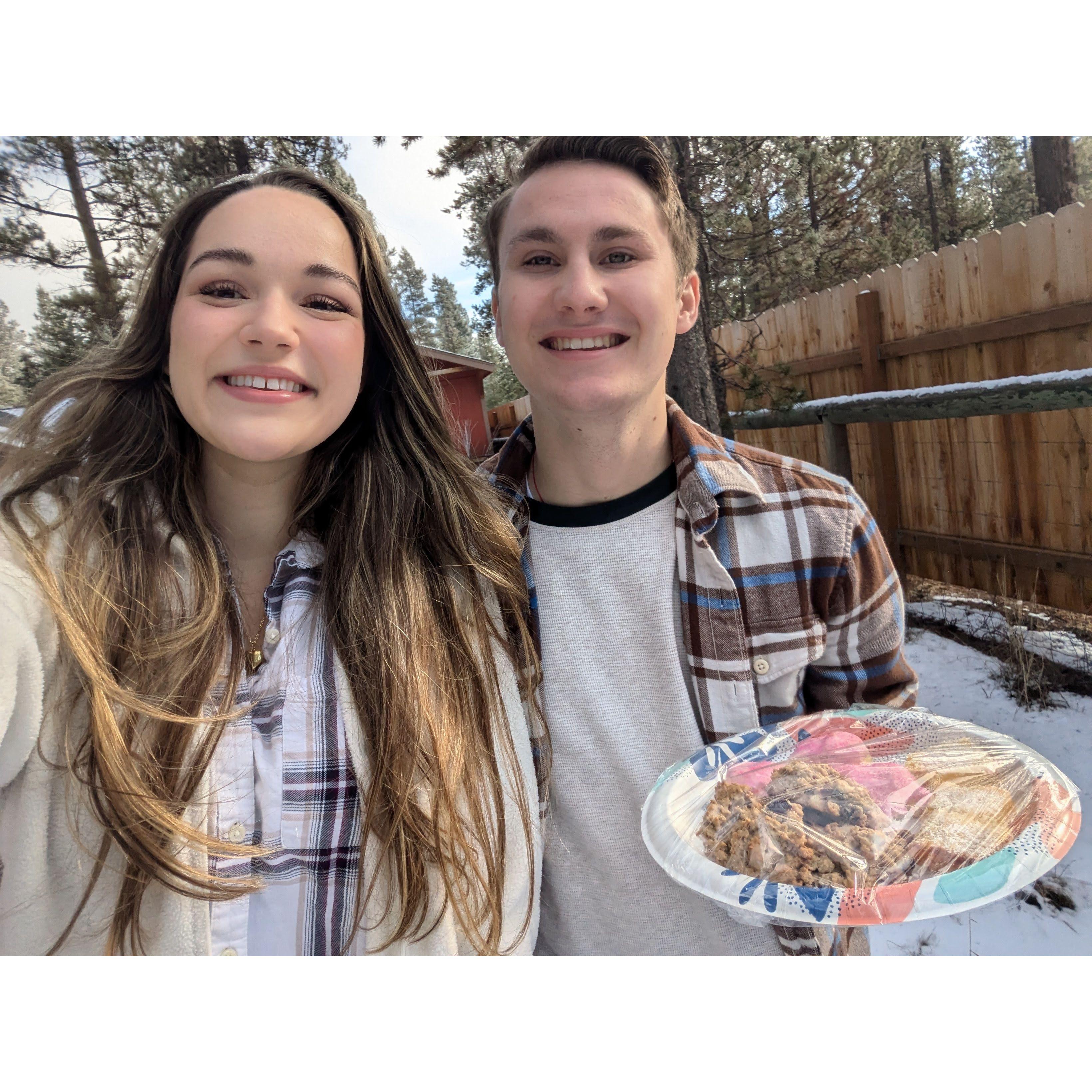 Delivering cookies to Maristine's neighbors in Oregon