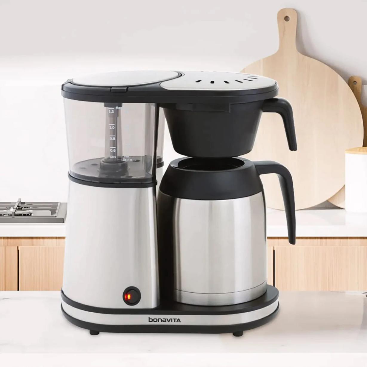 Connoisseur 8-Cup Drip Coffee Brewer One-Touch with Thermal Carafe and Hanging Basket - SCA Certified Home Brewer