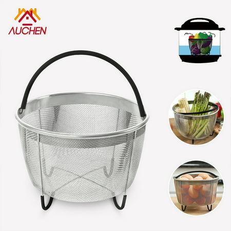 Instant Pot Steamer Basket with Silicone Handle - AUCHEN Stainless Steel Strainer and Insert fits IP Insta Pot, Instapot 6qt, 8qt or other Pressure Cookers – Suitable for Vegetables, Eggs, Meats, etc
