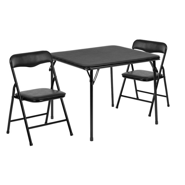 Emma and Oliver Kids Black 3 Piece Folding Activity Table and Chair Set
