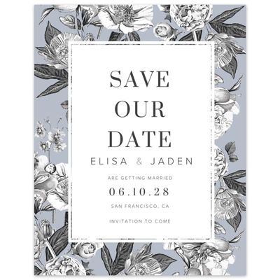 Blue Spring Wedding Digital Save the Date - Trèfle Portrait