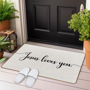 Jesus Loves You Christian Door Mat, 17X29 Inch