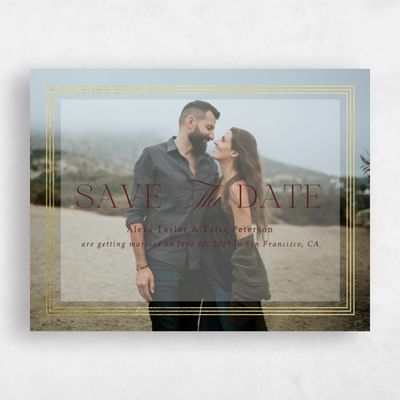 Maroon, Red Wedding Save the Date - Teagan Photo Foil