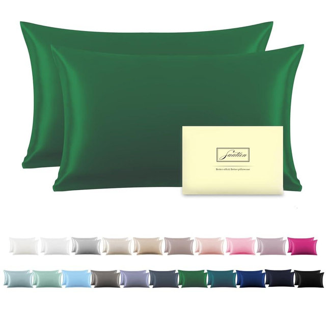 Silk Pillow Cases 2 Pack Soft Breathable and Sliky Standard Size Pillow Cases Set of 2,Natural Mulberry Satin Silk Pillowcase with Hidden Zipper for Hair and Skin (Olive Green,20"X 26",2pcs)