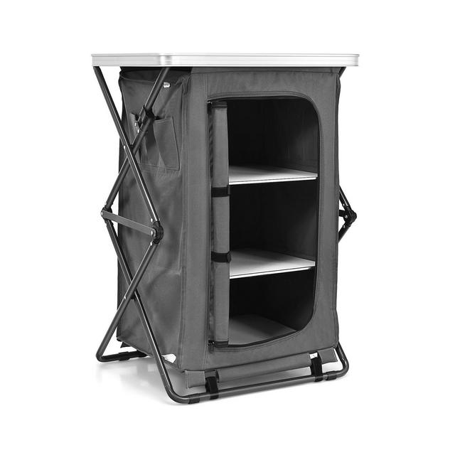 SUGIFT Folding Camping Storage Cabinet with 3 Shelves and Carry Bag