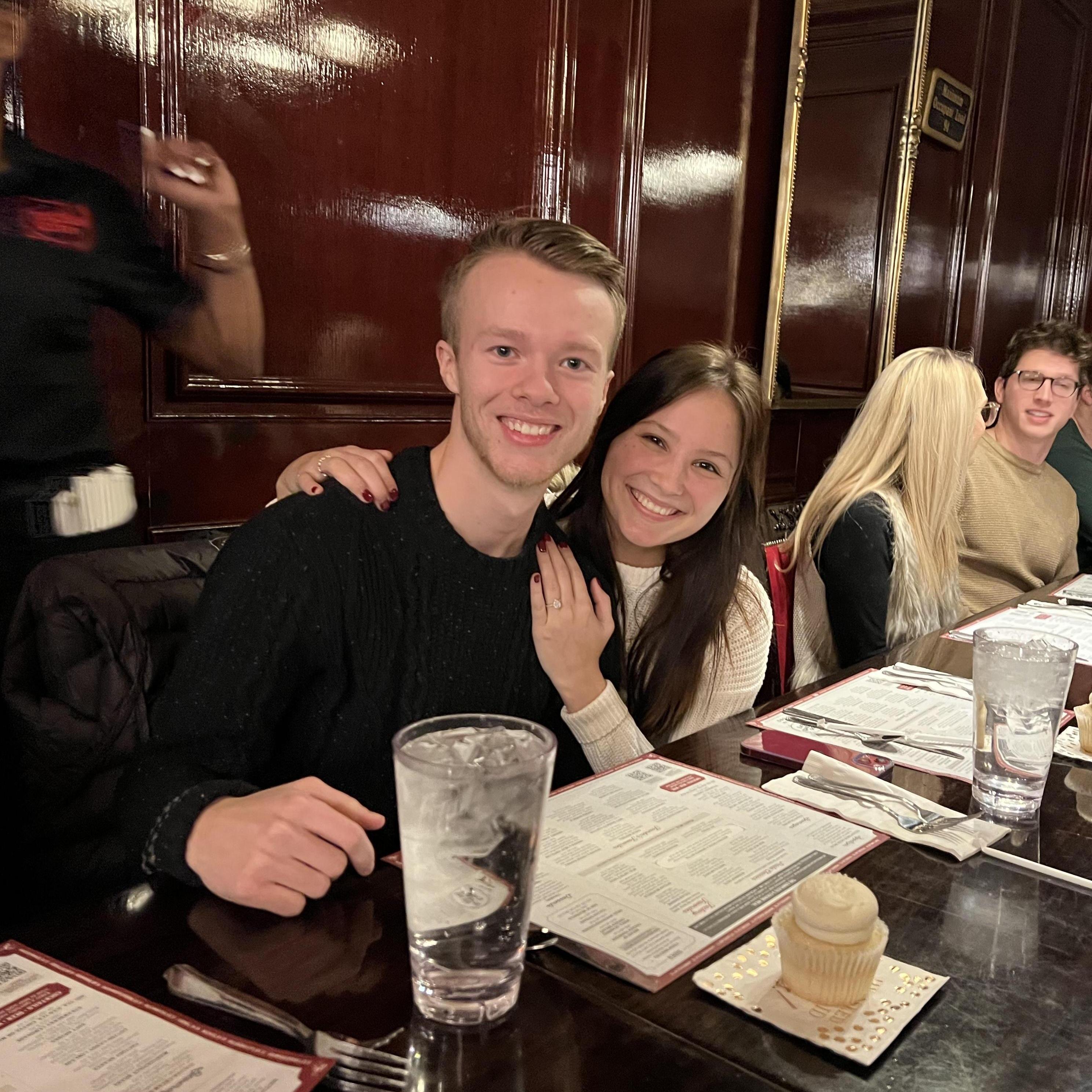 The big day! Brayden proposed on February 27, 2022, at their favorite park, Broad Run. The couple celebrated at Spaghetti Factory with their families afterward.