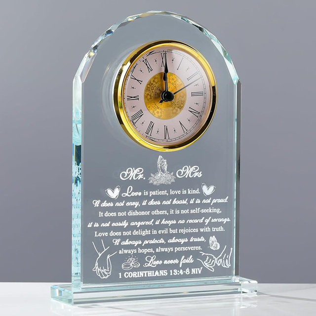 Wedding Gifts for Couple Unique 2025 - Crystal Clock Happy Anniversary Marriage Gift for Couple Keepsake - Engagement Gifts Bridal Shower Gifts for Bride and Groom Engagement Newlywed Mr Mrs Present