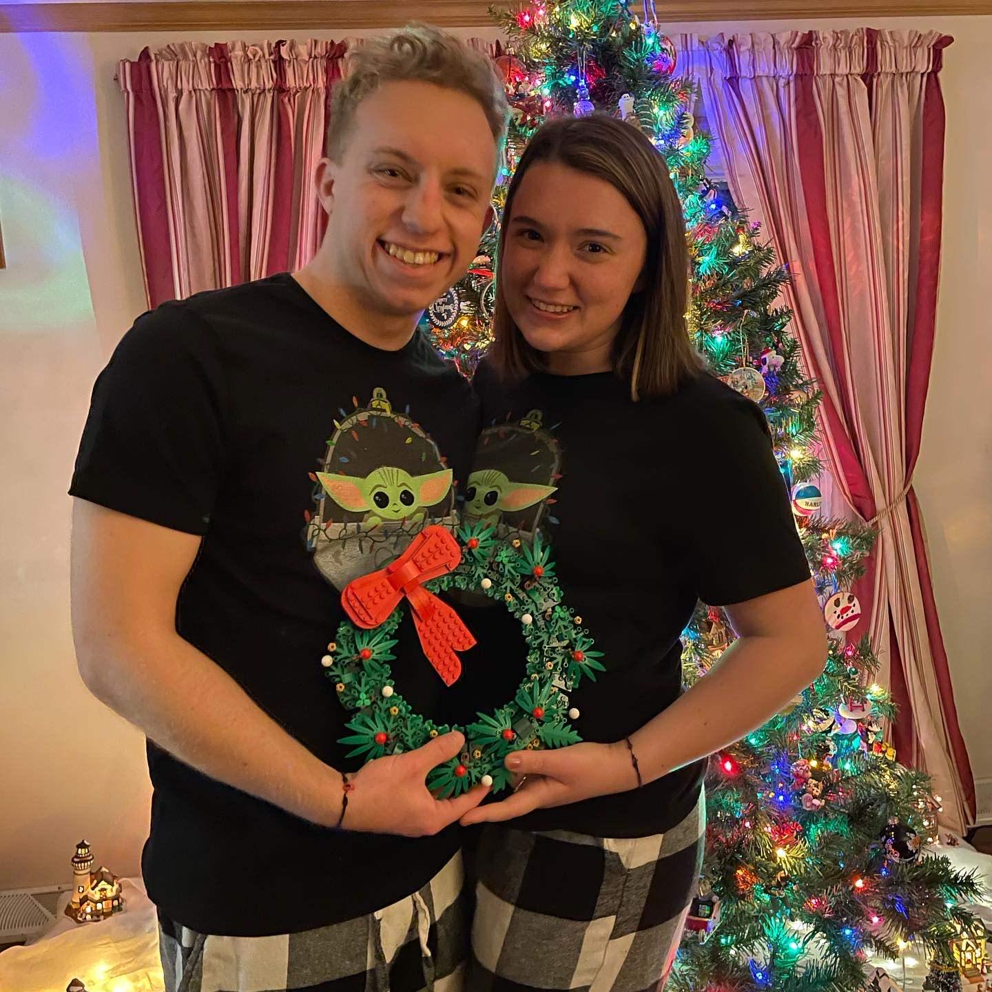 A tradition of ours is getting matching Christmas pjs and building a holiday Lego set