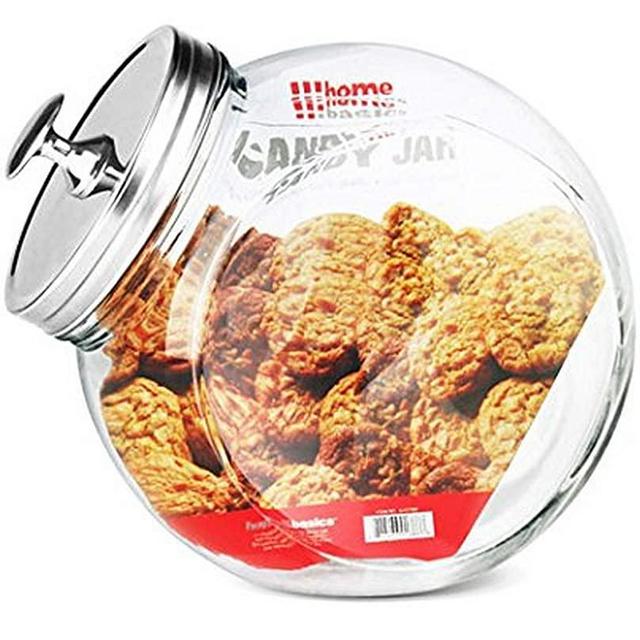 Home Basics GJ01386 Glass Cookie Candy Jar Container with Fresh Sealed Lid – Kitchen Home Décor Storage (X-Large)
