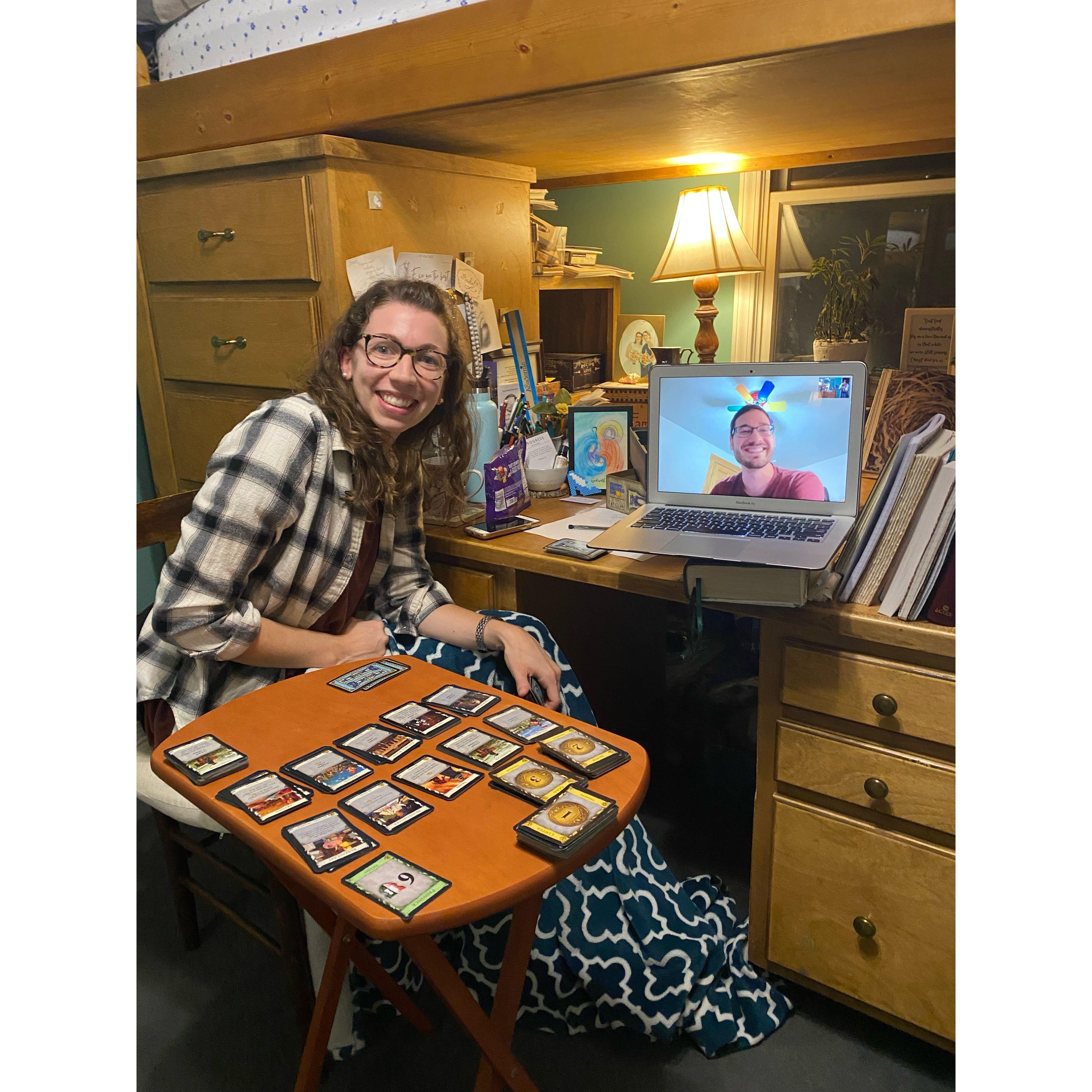This is what a few of our FT dates looked like: playing Dominion! :D