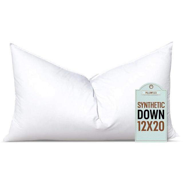 Pillowflex Synthetic Down Pillow Insert - 12x20 Down Alternative Pillow, Ultra Soft, Small Rectangle, Lumbar, Travel, Neck, Sleeping Pillow - 1 Decorative Pillow Form