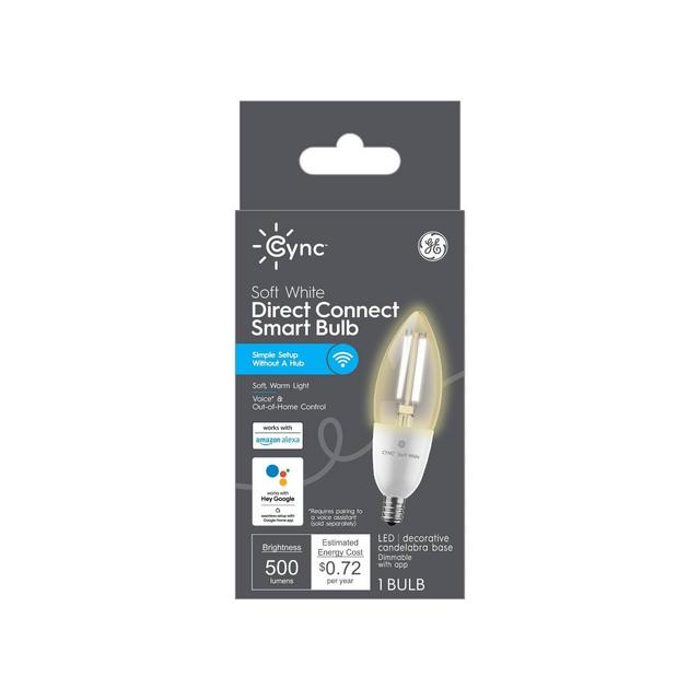 GE CYNC Smart Decorative Light Bulb, Soft White, Bluetooth and Wi-Fi Enabled