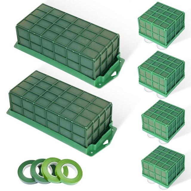6 Pcs Floral Foam Cage Flower Holder with Floral Foam Floral Foam Blocks Square and Rectangle Suitable for Flower Wedding Garden Decoration and Artificial Flowers