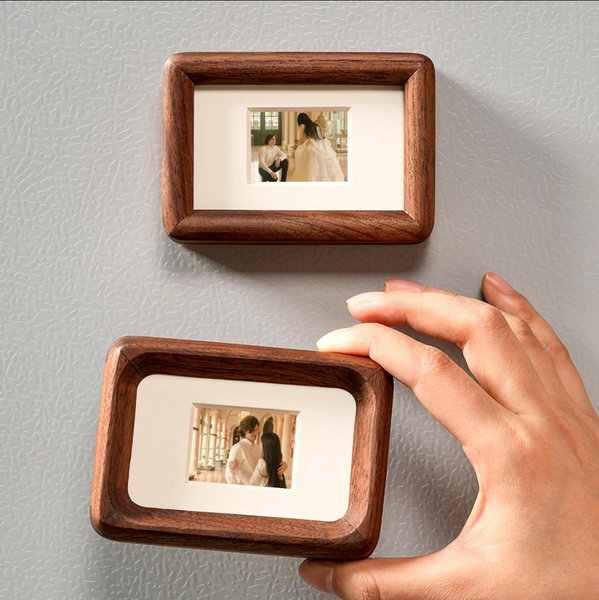 Magnetic Photo Frame, Fridge Magnet Photo Frame, Mini Solid Wood Picture Frame, Wedding Anniversary Frames, Family Portraits Frame