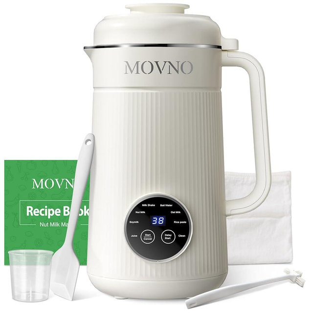 8 IN 1 Nut Milk Maker Machine, 40OZ Capacity Homemade Almond, Oat, Coconut, Plant Based Milks& Non Dairy Beverages, Automatic Pure Copper Motor Soy Milk Maker Blender with Delay Start/Boil Water