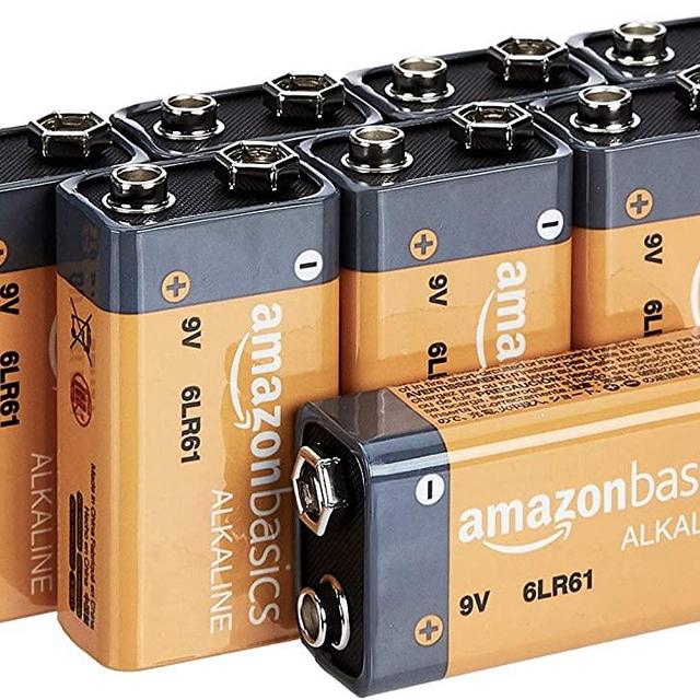 AmazonBasics 9 Volt Everyday Alkaline Batteries - Pack of 8