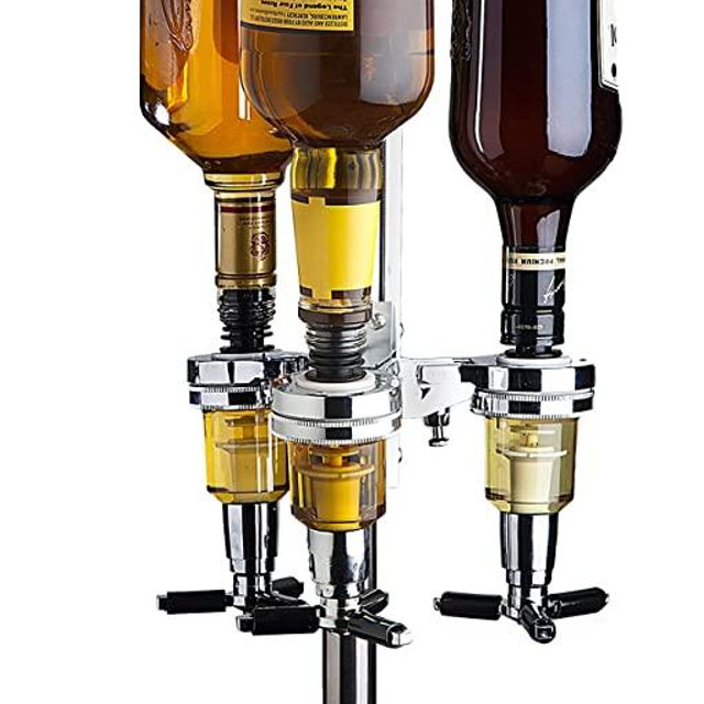 Godinger 3 Bottle Liquor Dispenser, Revolving Whiskey Bottle Wine Bottle Bourbon Vodka Dispenser Holder