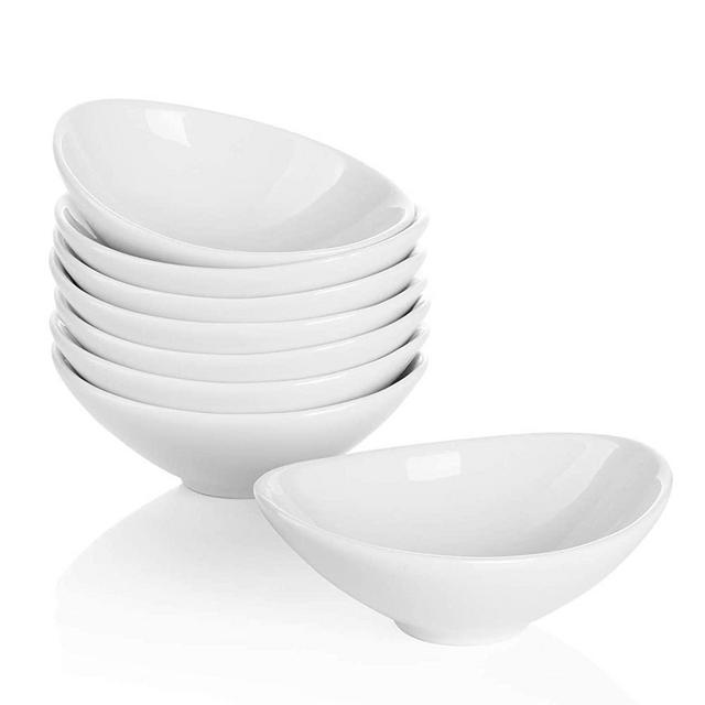 Teocera Porcelain Dipping Bowls, Sauce Bowl Set, 3 Ounce Dishes for Soy, Condiments, Set of 8, White