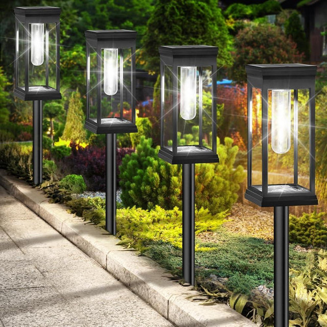 BesLowe Upgraded Solar Pathway Lights Outdoor, 8-Pack Large LED Solar Light Outdoor Waterproof, Super Bright Outside Lights for Yard, Sun-Powered Landscape Lighting for Garden Walkway, Cool White