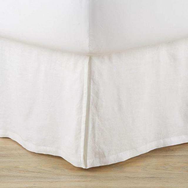 White Basic Belgian Flax Linen Bedskirt, Cal. King