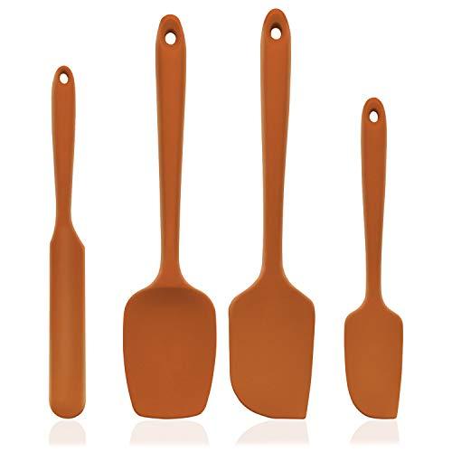 U-Taste 600ºF High Heat-Resistant Premium Silicone Spatula Set, BPA-Free One Piece Seamless Design, Non-Stick Rubber with 18/8 Stainless Steel Core, Cooking/Baking Utensil Set of 4(Orange)