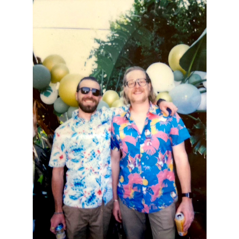 June 27, 2021: Andrew and his Best Man Reid at our engagement party!