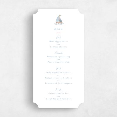 Blue Ticket Wedding Menu - Costa