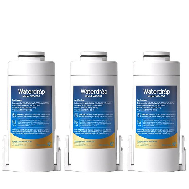 Waterdrop WD-EDF Replacement Filters for Waterdrop Electric Water Filter Pitcher 𝐖𝐃-𝐄𝐃𝟎𝟏/𝐄𝐃𝟎𝟐/𝐄𝐃𝟎𝟒/𝐄𝐃𝟎𝟏𝐀/𝐄𝐃𝐂𝟎𝟏, 3 Months or 200 Gallons, NSF/ANSI 401&53&42, 3 Filters