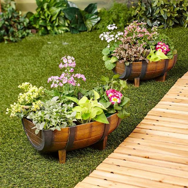 Set of 2 Half-Barrel Planters