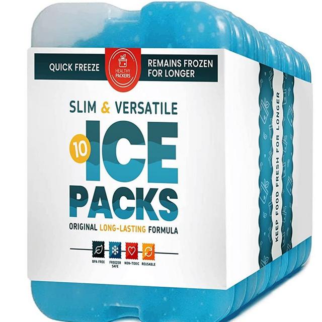 Ice Packs for Lunch Bags - Original Cool Pack | Slim & Long-Lasting Reusable Ice Pack for Lunch Box, Lunch Bag and Cooler | Freezer Packs for Coolers (Set of 10)