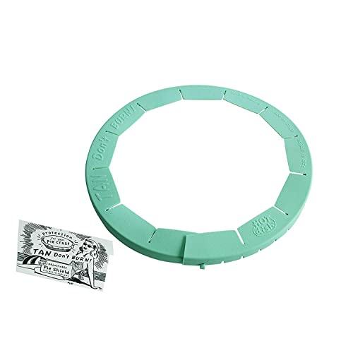 Talisman Designs Adjustable Pie Crust Shield, BPA-free Silicone, Aqua, Fits 8.5" - 11.5" Rimmed Dish