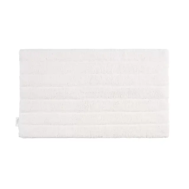 Haven™ 21" x 34" Organic Cotton Tufted Stripe Bath Rug in Coconut Milk