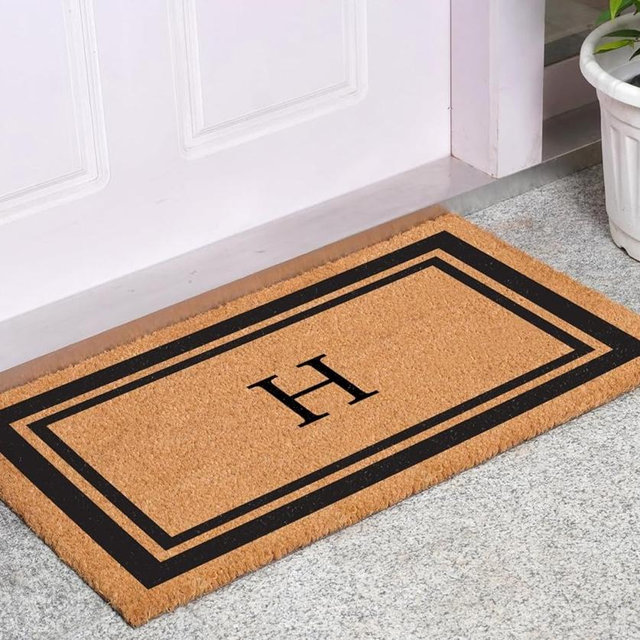 Calloway Mills 152962436H Black Border 24" x 36" Monogram Doormat, (Letter H)