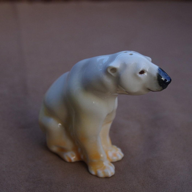 Handmade Porcelain Polar Bear Salt or Pepper Shaker