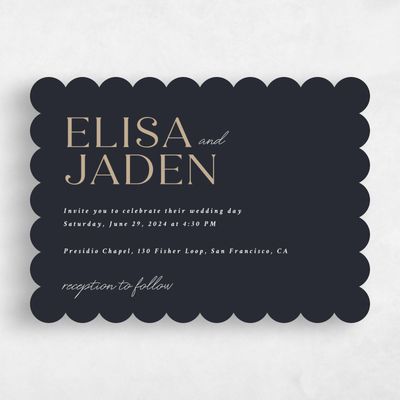 Black Scalloped Wedding Invitation - Hippley Landscape