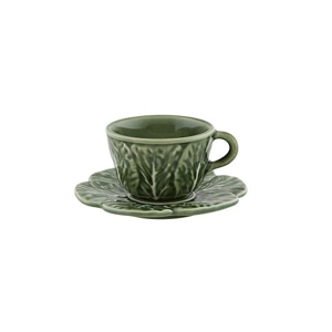 Set of 4 Bordallo Pinheiro Cabbage Espresso Cup And Saucer