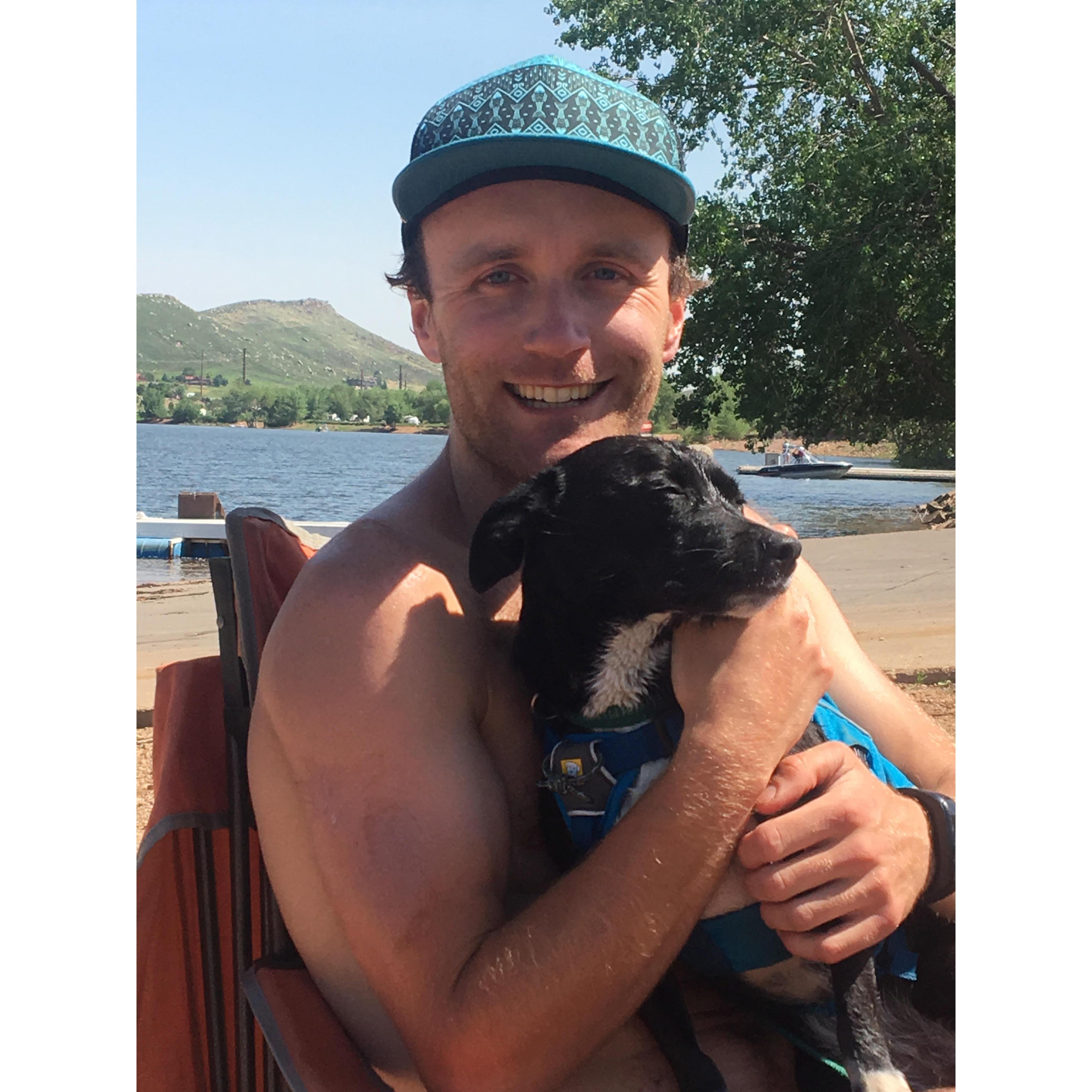 Matt and Juno -- after her first paddle boarding adventure