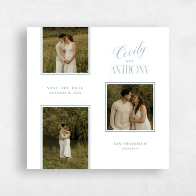 Dusty Blue Wedding Save the Date - Connell Multiphoto